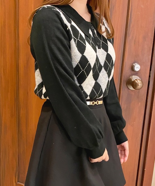 apres jour（アプレジュール）の「アーガイルポロ【ZOZOTOWN限定アイテム】（ニット/セーター・レディース・アイボリー/ブラック/ライトピンク・フリー/X-LARGE）」の16枚目の写真
