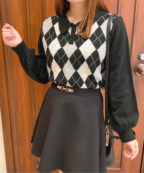 apres jour（アプレジュール）の「アーガイルポロ【ZOZOTOWN限定アイテム】（ニット/セーター・レディース・アイボリー/ブラック/ライトピンク・フリー/X-LARGE）」の14枚目の写真