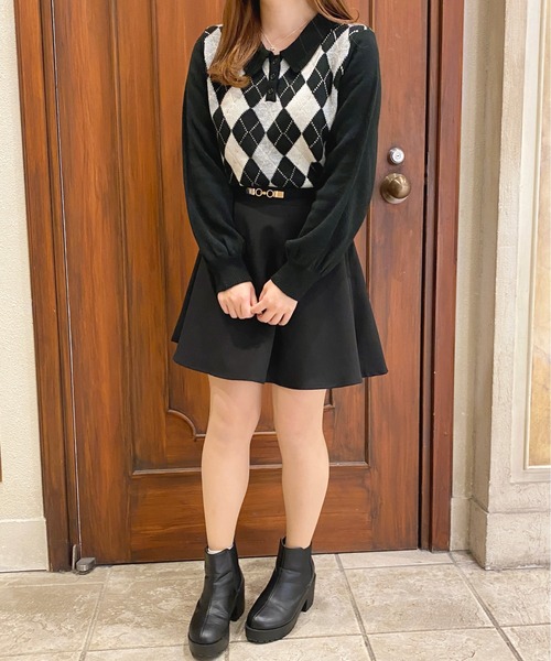 apres jour（アプレジュール）の「アーガイルポロ【ZOZOTOWN限定アイテム】（ニット/セーター・レディース・アイボリー/ブラック/ライトピンク・フリー/X-LARGE）」の8枚目の写真