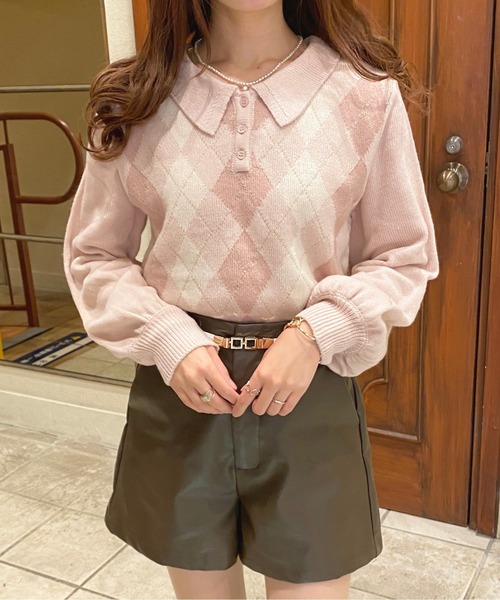 apres jour（アプレジュール）の「アーガイルポロ【ZOZOTOWN限定アイテム】（ニット/セーター・レディース・アイボリー/ブラック/ライトピンク・フリー/X-LARGE）」の11枚目の写真