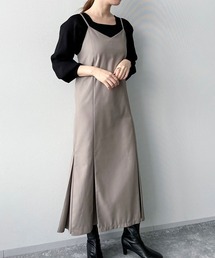 mysty woman | ニット×布帛キャミセットワンピース 266068(ワンピース)