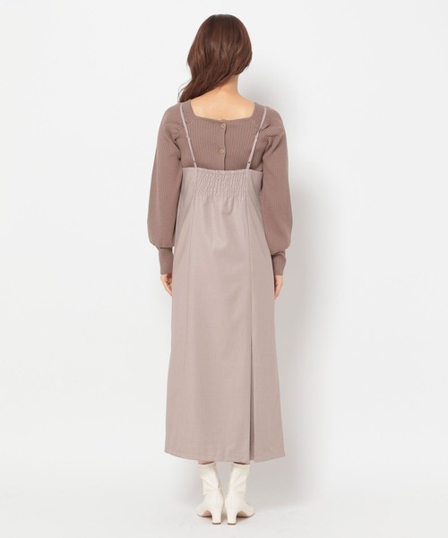 mysty woman（ミスティウーマン）の「ニット×布帛キャミセットワンピース 266068（ワンピース・レディース・ベージュ/アイボリー/モカ・FREE）」の14枚目の写真