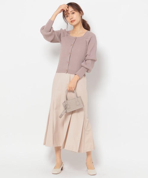 mysty woman（ミスティウーマン）の「ニット×布帛キャミセットワンピース 266068（ワンピース・レディース・ベージュ/アイボリー/モカ・FREE）」の4枚目の写真