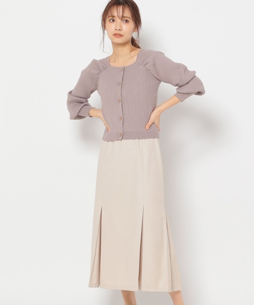 mysty woman（ミスティウーマン）の「ニット×布帛キャミセットワンピース 266068（ワンピース・レディース・ベージュ/アイボリー/モカ・FREE）」の7枚目の写真