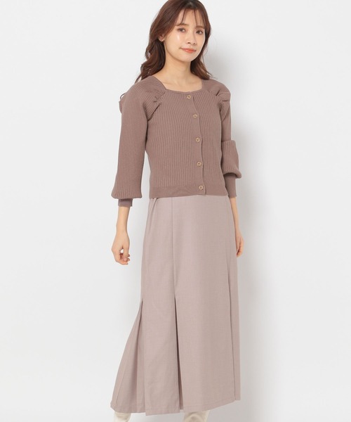 mysty woman（ミスティウーマン）の「ニット×布帛キャミセットワンピース 266068（ワンピース・レディース・ベージュ/アイボリー/モカ・FREE）」の9枚目の写真