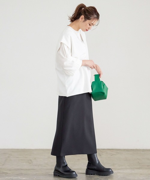 KOBE LETTUCE（コウベレタス）の「[ 2点セット ] スウェットベスト×カットソーワンピース（ワンピース・レディース・ライトベージュ/モカ/チャコールグレー・FREE）」の10枚目の写真