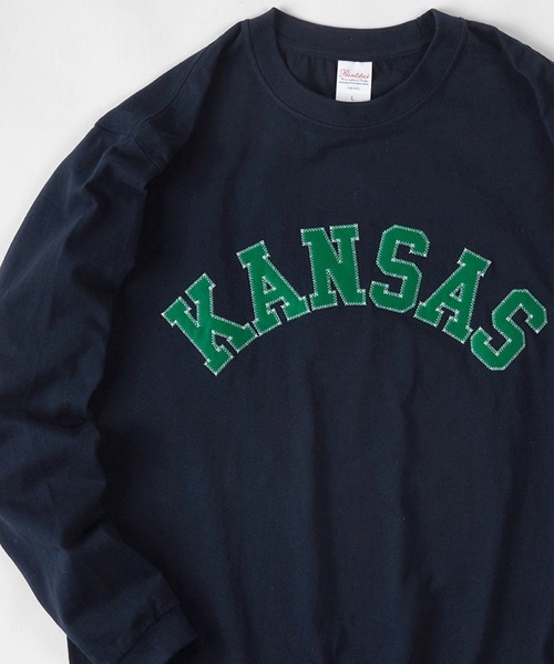 make a ray!(メイク ア レイ!)の「KANSAS/BOSTON/ カレッジロゴ 刺繍ワッペン ロンT /長袖Tシャツ/ユニセックス(Tシャツ/カットソー・レディース・ホワイト/ブラック/ネイビー/グレー/グレー系その他/ブルー系その他・M/L)」の6枚目の写真