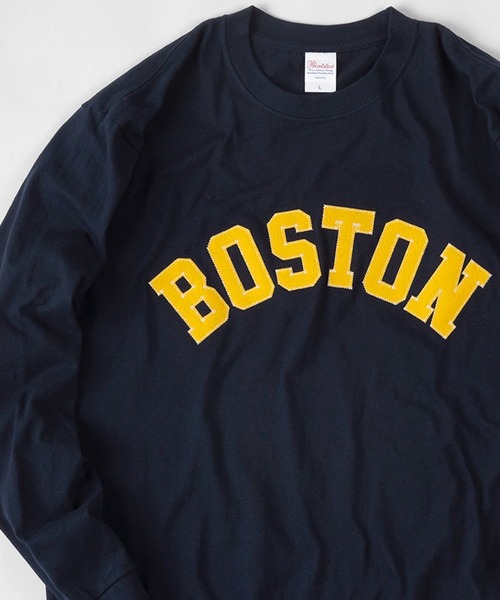 make a ray!(メイク ア レイ!)の「KANSAS/BOSTON/ カレッジロゴ 刺繍ワッペン ロンT /長袖Tシャツ/ユニセックス(Tシャツ/カットソー・レディース・ホワイト/ブラック/ネイビー/グレー/グレー系その他/ブルー系その他・M/L)」の5枚目の写真