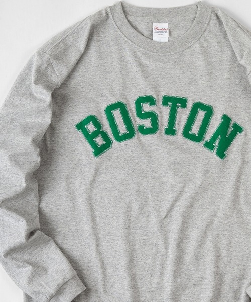 make a ray!(メイク ア レイ!)の「KANSAS/BOSTON/ カレッジロゴ 刺繍ワッペン ロンT /長袖Tシャツ/ユニセックス(Tシャツ/カットソー・レディース・ホワイト/ブラック/ネイビー/グレー/グレー系その他/ブルー系その他・M/L)」の3枚目の写真