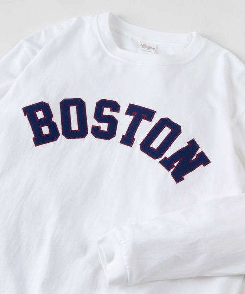 make a ray!(メイク ア レイ!)の「KANSAS/BOSTON/ カレッジロゴ 刺繍ワッペン ロンT /長袖Tシャツ/ユニセックス(Tシャツ/カットソー・レディース・ホワイト/ブラック/ネイビー/グレー/グレー系その他/ブルー系その他・M/L)」の19枚目の写真