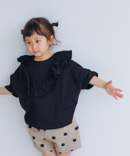 LOWRYS FARM（ローリーズファーム）の「フリル２ＷＡＹプルオーバー　270951（Tシャツ/カットソー・キッズ・アイボリー/ブラック/ブラウン/オフホワイト・110cm/120cm/130cm/140cm/150cm）」の17枚目の写真