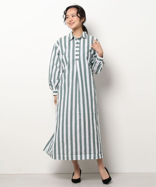 sm2rhythm（サマンサモスモスリズム）の「ストライプワンピース（ワンピース・レディース・グリーン/ブルー・ﾌﾘ-）」の5枚目の写真