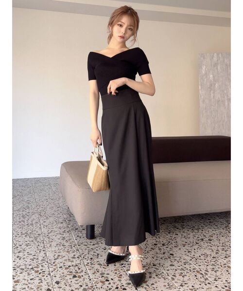 RESEXXY（リゼクシー）の「フロントクロスニットトップス（ニット/セーター・レディース・ブラック/ベージュ/グリーン/アイボリー・FREE）」の9枚目の写真