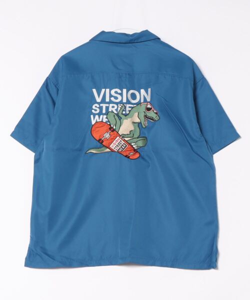 VISION STREET WEAR(ヴィジョンストリートウェア)の「【VISION STREET WEAR/ビジョンストリートウェア】恐竜刺繍 ワンポイントロゴ バックプリント オープンカラーシャツ(シャツ/ブラウス・メンズ・アイボリー/グリーン/ブラック/ブルー・X-LARGE/MEDIUM/LARGE)」の5枚目の写真