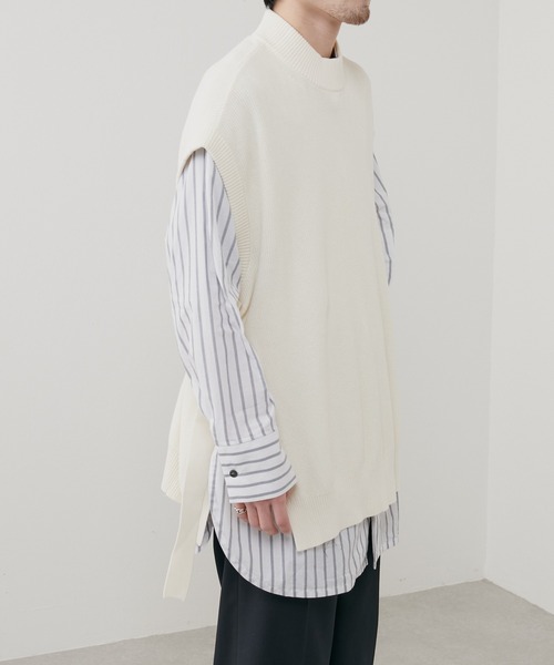 Lui's（ルイス）の「オーバーニットベスト（ベスト・メンズ・ブラック/グリーン/オフホワイト・FREE）」の9枚目の写真