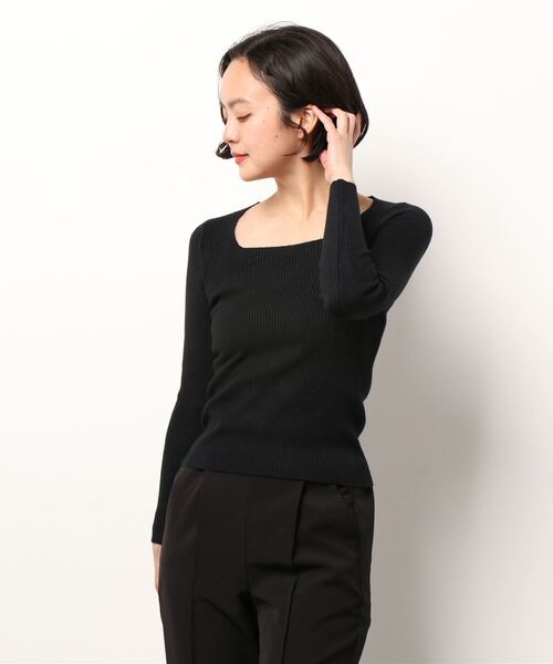 STYLEBLOCK(スタイルブロック)の「スクエアネックリブニットトップス(ニット/セーター・レディース・ホワイト/ブラック/グレー/ブルー/ベージュ系その他/ブラウン・FREE)」の10枚目の写真