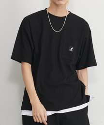 別注 WEB限定 KANGOL/カンゴール ワンポイント ロゴ ポケット付 レイヤード ビックシルエット ドロップショルダー ワッフル 半袖 Tシャツ