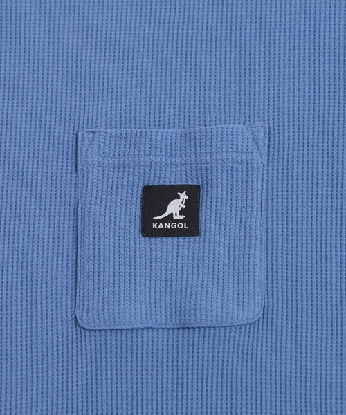 KANGOL（カンゴール）の「別注 WEB限定 KANGOL/カンゴール ワンポイント ロゴ ポケット付 レイヤード ビックシルエット ドロップショルダー ワッフル 半袖 Tシャツ（Tシャツ/カットソー・メンズ・ブルー/グレイッシュベージュ/ブラック/ホワイト・LL/M/L）」の6枚目の写真