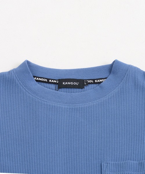 KANGOL（カンゴール）の「別注 WEB限定 KANGOL/カンゴール ワンポイント ロゴ ポケット付 レイヤード ビックシルエット ドロップショルダー ワッフル 半袖 Tシャツ（Tシャツ/カットソー・メンズ・ブルー/グレイッシュベージュ/ブラック/ホワイト・LL/M/L）」の5枚目の写真