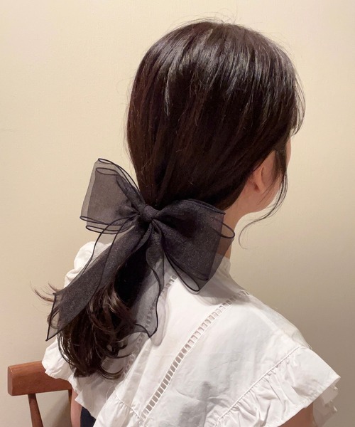 Me%（ミィパーセント）の「シアーリボンクリップ（バレッタ/ヘアクリップ・レディース・ブラック系その他/ピンク系その他/アイボリー・FREE）」の2枚目の写真