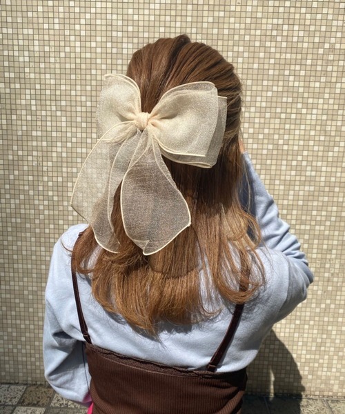 Me%（ミィパーセント）の「シアーリボンクリップ（バレッタ/ヘアクリップ・レディース・ブラック系その他/ピンク系その他/アイボリー・FREE）」の5枚目の写真