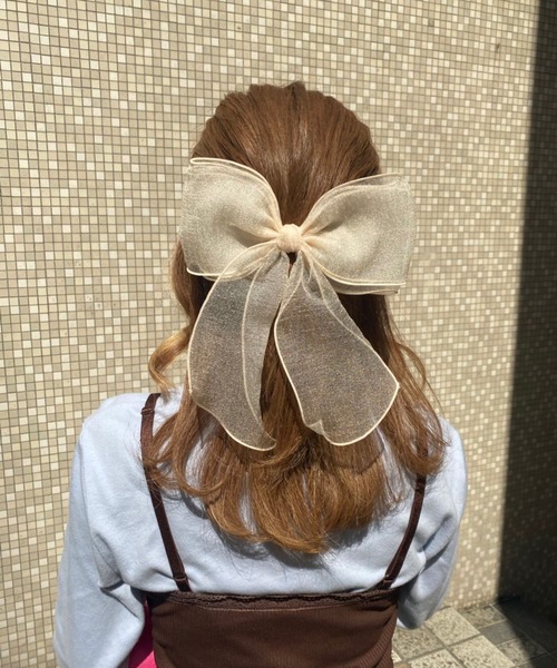 Me%（ミィパーセント）の「シアーリボンクリップ（バレッタ/ヘアクリップ・レディース・ブラック系その他/ピンク系その他/アイボリー・FREE）」の6枚目の写真