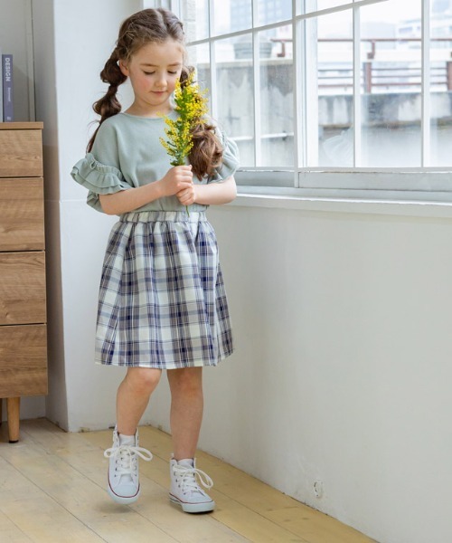 lulpini(ルルピー二)の「kids チェックフレアスカートパンツ(その他パンツ・キッズ・ミント/ネイビー・L/S/M)」の13枚目の写真