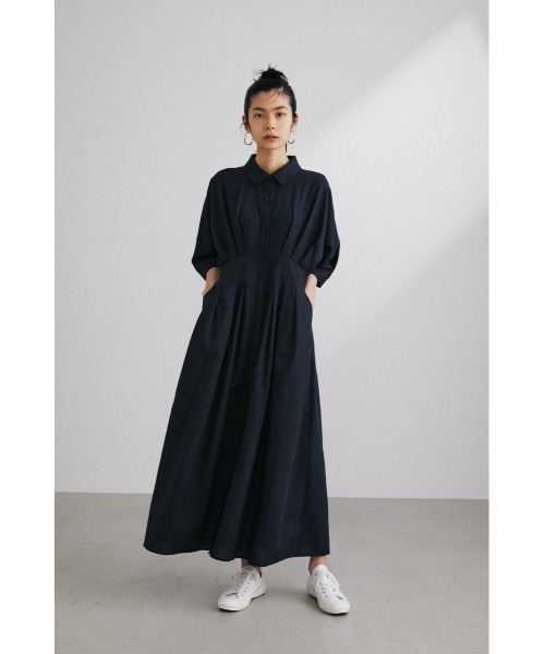 STYLEMIXER(スタイルミキサー)の「リネンタックシャツワンピース(ワンピース・レディース・ライトグリーン/ダークネイビー/ライトベージュ・MEDIUM/SMALL)」の3枚目の写真