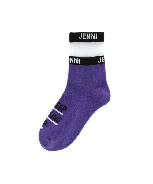 JENNI love(ジェニィラブ)の「ロゴシースルークルーソックス(ソックス/靴下・キッズ・ブラック/パープル/オフホワイト・19-21cm/22-24cm)」の1枚目の写真
