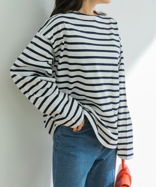 Traditional Weatherwear（トラディショナルウェザーウェア）の「Traditional Weatherwear　BMB SHIRT BF（Tシャツ/カットソー・レディース・ネイビー/レッド/グリーン・SMALL）」の3枚目の写真