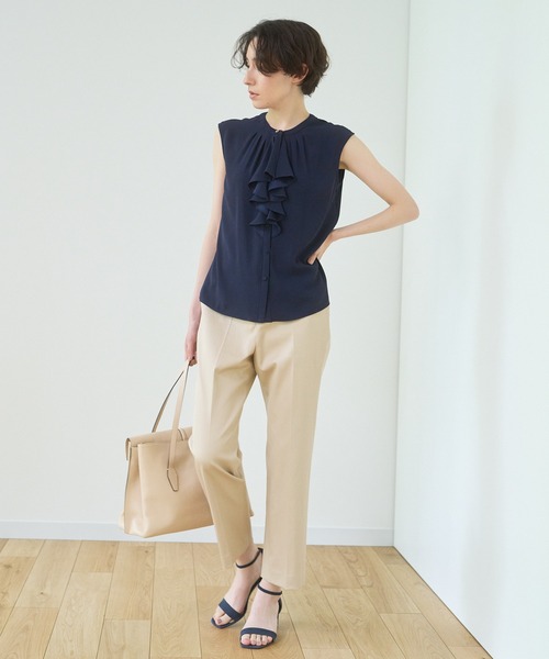 ANAYI（アナイ）の「バックサテンラッフルノースリ ブラウス（シャツ 