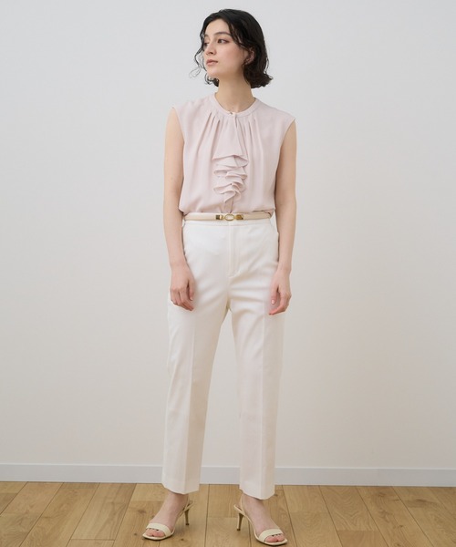 ANAYI（アナイ）の「バックサテンラッフルノースリ ブラウス（シャツ 