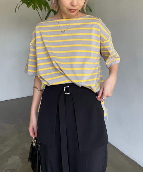 CAPRICIEUX LE'MAGE(カプリシューレマージュ)の「カラーボーダーTシャツ(Tシャツ/カットソー・レディース・オフホワイト/イエロー/ブルー・FREE)」の3枚目の写真