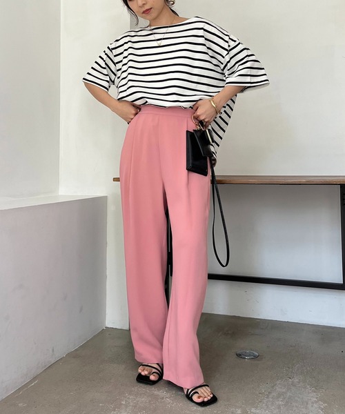 CAPRICIEUX LE'MAGE(カプリシューレマージュ)の「カラーボーダーTシャツ(Tシャツ/カットソー・レディース・オフホワイト/イエロー/ブルー・FREE)」の5枚目の写真