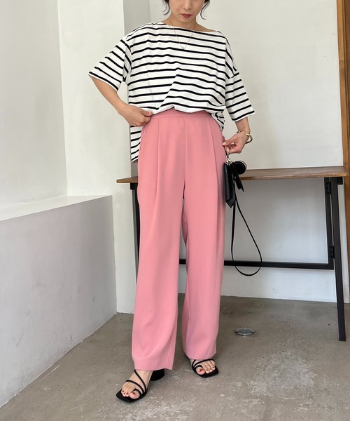 CAPRICIEUX LE'MAGE(カプリシューレマージュ)の「カラーボーダーTシャツ(Tシャツ/カットソー・レディース・オフホワイト/イエロー/ブルー・FREE)」の6枚目の写真