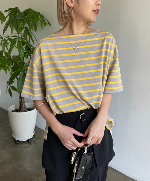 CAPRICIEUX LE'MAGE(カプリシューレマージュ)の「カラーボーダーTシャツ(Tシャツ/カットソー・レディース・オフホワイト/イエロー/ブルー・FREE)」の16枚目の写真