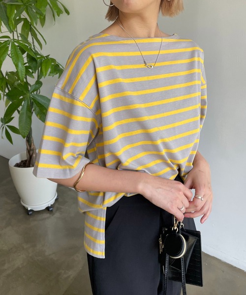 CAPRICIEUX LE'MAGE(カプリシューレマージュ)の「カラーボーダーTシャツ(Tシャツ/カットソー・レディース・オフホワイト/イエロー/ブルー・FREE)」の17枚目の写真