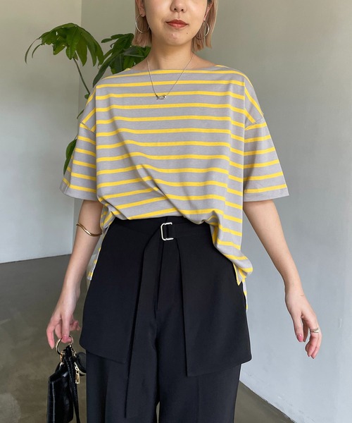 CAPRICIEUX LE'MAGE(カプリシューレマージュ)の「カラーボーダーTシャツ(Tシャツ/カットソー・レディース・オフホワイト/イエロー/ブルー・FREE)」の18枚目の写真