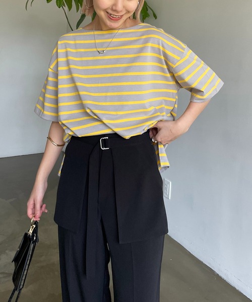 CAPRICIEUX LE'MAGE(カプリシューレマージュ)の「カラーボーダーTシャツ(Tシャツ/カットソー・レディース・オフホワイト/イエロー/ブルー・FREE)」の19枚目の写真