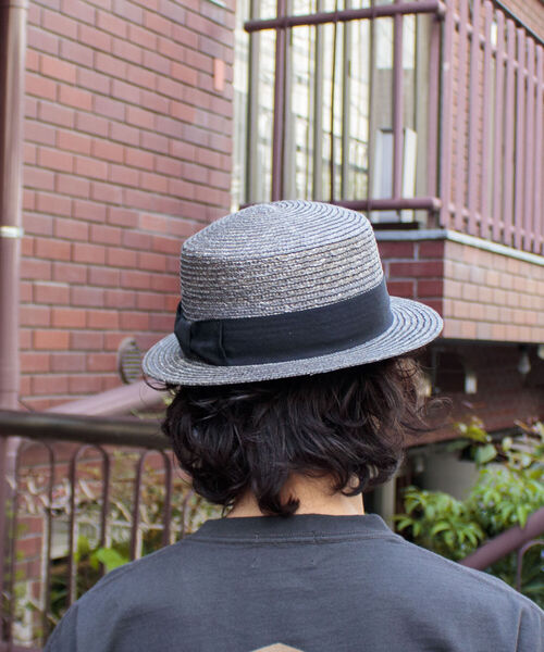 GLOSTER（グロスター）の「【GLOSTER/グロスター】STRAW BOATER HAT ストローハット 麦わら カンカン帽（ハット・メンズ・グレー/アイボリー・FREE）」の7枚目の写真