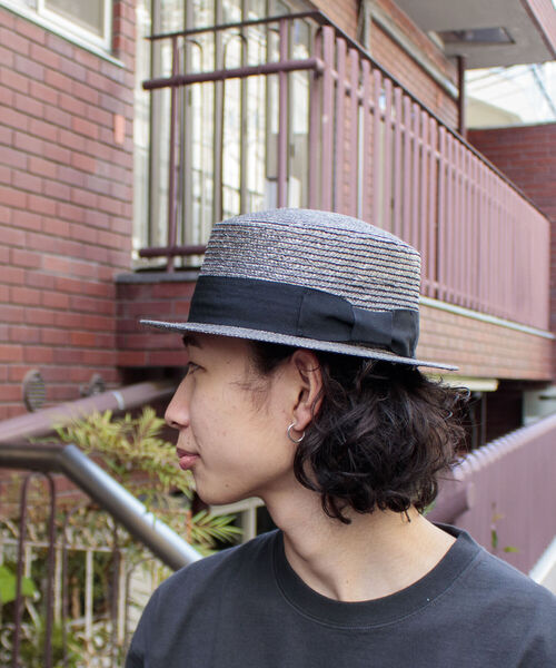 GLOSTER（グロスター）の「【GLOSTER/グロスター】STRAW BOATER HAT ストローハット 麦わら カンカン帽（ハット・メンズ・グレー/アイボリー・FREE）」の8枚目の写真