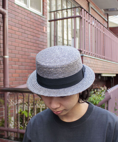 GLOSTER（グロスター）の「【GLOSTER/グロスター】STRAW BOATER HAT ストローハット 麦わら カンカン帽（ハット・メンズ・グレー/アイボリー・FREE）」の9枚目の写真