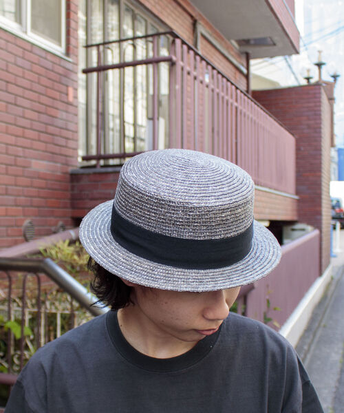 GLOSTER（グロスター）の「【GLOSTER/グロスター】STRAW BOATER HAT ストローハット 麦わら カンカン帽（ハット・メンズ・グレー/アイボリー・FREE）」の10枚目の写真