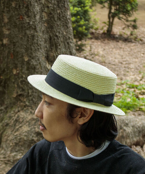 GLOSTER（グロスター）の「【GLOSTER/グロスター】STRAW BOATER HAT ストローハット 麦わら カンカン帽（ハット・メンズ・グレー/アイボリー・FREE）」の11枚目の写真