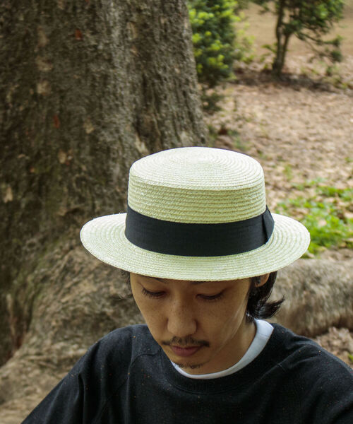 GLOSTER（グロスター）の「【GLOSTER/グロスター】STRAW BOATER HAT ストローハット 麦わら カンカン帽（ハット・メンズ・グレー/アイボリー・FREE）」の12枚目の写真