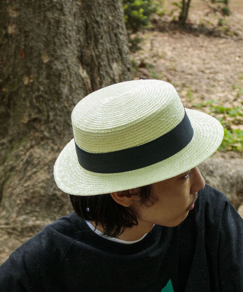 GLOSTER（グロスター）の「【GLOSTER/グロスター】STRAW BOATER HAT ストローハット 麦わら カンカン帽（ハット・メンズ・グレー/アイボリー・FREE）」の13枚目の写真