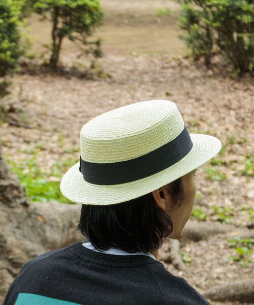 GLOSTER（グロスター）の「【GLOSTER/グロスター】STRAW BOATER HAT ストローハット 麦わら カンカン帽（ハット・メンズ・グレー/アイボリー・FREE）」の14枚目の写真