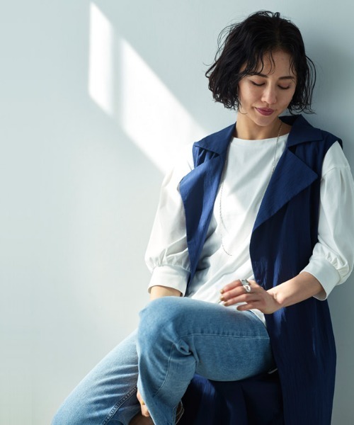 RASW（ラス）の「RASW　GIZAボリュームスリーブTシャツ（Tシャツ/カットソー・レディース・オフホワイト/ブラック/グレイッシュベージュ・M/L）」の8枚目の写真