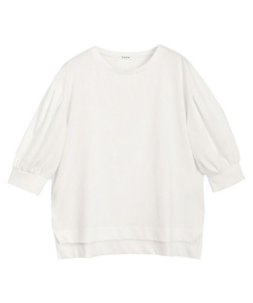 RASW（ラス）の「RASW　GIZAボリュームスリーブTシャツ（Tシャツ/カットソー・レディース・オフホワイト/ブラック/グレイッシュベージュ・M/L）」の9枚目の写真
