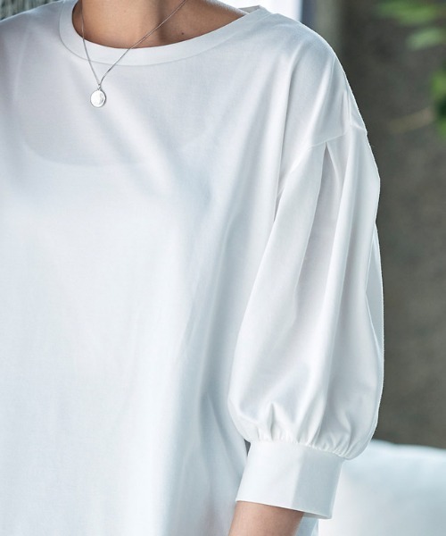 RASW（ラス）の「RASW　GIZAボリュームスリーブTシャツ（Tシャツ/カットソー・レディース・オフホワイト/ブラック/グレイッシュベージュ・M/L）」の17枚目の写真